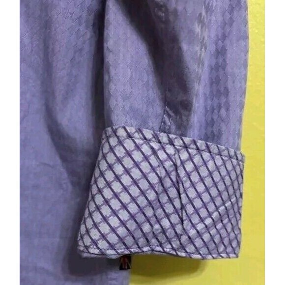 English Laundry Men's Sz 18.5 38/39T Purple Diamond Button Up Dress Shirt Flip - Picture 3 of 11